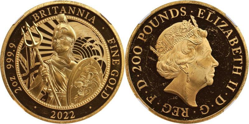 2022 Britannia 2oz Gold 200 Pounds. Commemorative Series. Queen Elizabeth II. Tr...