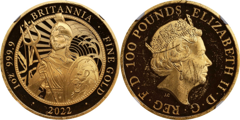 2022 Britannia 1oz Gold 100 Pounds. Commemorative Series. Queen Elizabeth II. Tr...