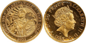 2022 Britannia 1/40oz Gold 50 Pence. Commemorative Series. Queen Elizabeth II. Trial of the Pyx Test Piece. #1 of 6. Jessopp Facsimile Signature Label...