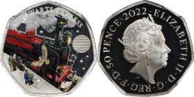 2022 Harry Potter Silver 50 Pence. Hogwarts Express. Colorized. Queen Elizabeth II. Trial of the Pyx Test Piece. #3 of 10. Jessopp Facsimile Signature...