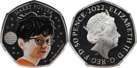 2022 Harry Potter Silver 50 Pence. Philosopher's Stone 25th Anniversary. Colorized. Queen Elizabeth II. Trial of the Pyx Test Piece. #2 of 10. Jessopp...