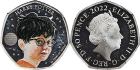 2022 Harry Potter Silver 50 Pence. Philosopher's Stone 25th Anniversary. Colorized. Queen Elizabeth II. Trial of the Pyx Test Piece. #4 of 10. Jessopp...