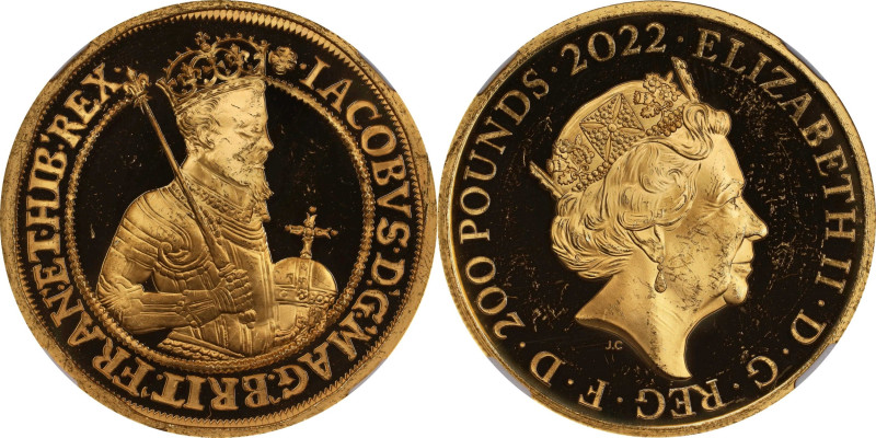 2022 King James I 2oz Gold 200 Pounds. British Monarchs. Queen Elizabeth II. Tri...