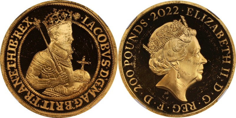 2022 King James I 2oz Gold 200 Pounds. British Monarchs. Queen Elizabeth II. Tri...