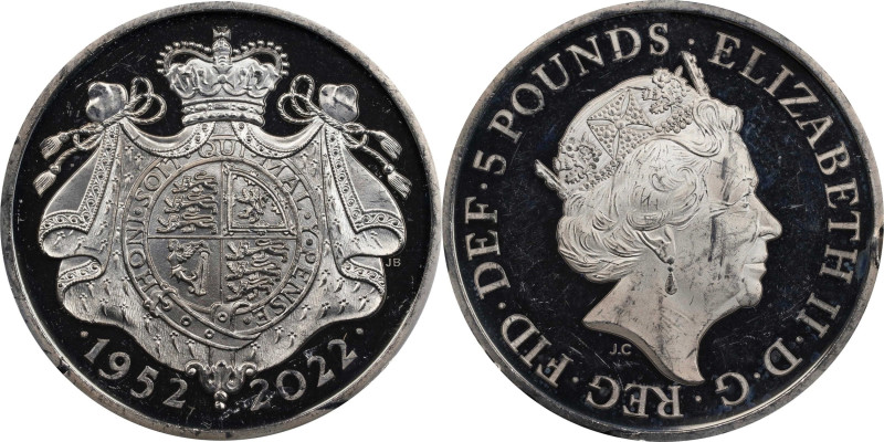 2022 Queen Elizabeth II Platinum Jubilee Piedfort Silver 5 Pounds. First Platinu...