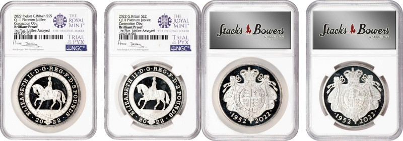 2022 Queen Elizabeth II Platinum Jubilee Silver Group (2 Pieces). Coronation Obv...