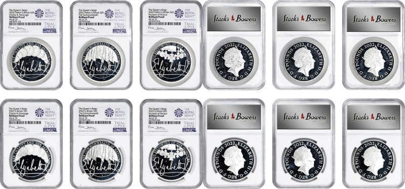 2022 The Queen's Reign Silver 5 Pound Set (6 Pieces). Queen Elizabeth II. Trial ...