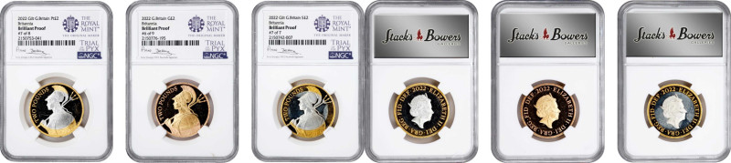 2022 2 Pounds Set (3 Pieces). Queen Elizabeth II. Trial of the Pyx Test Pieces. ...