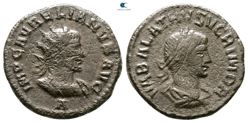 Aurelian and Vabalathus AD 270-275. Antioch
Antoninianus Æ

20 mm, 3,71 g

...