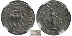 INDO-SCYTHIANS, Azes I/II. after 58 BC. AR Tetradrachm. NGC-XF.