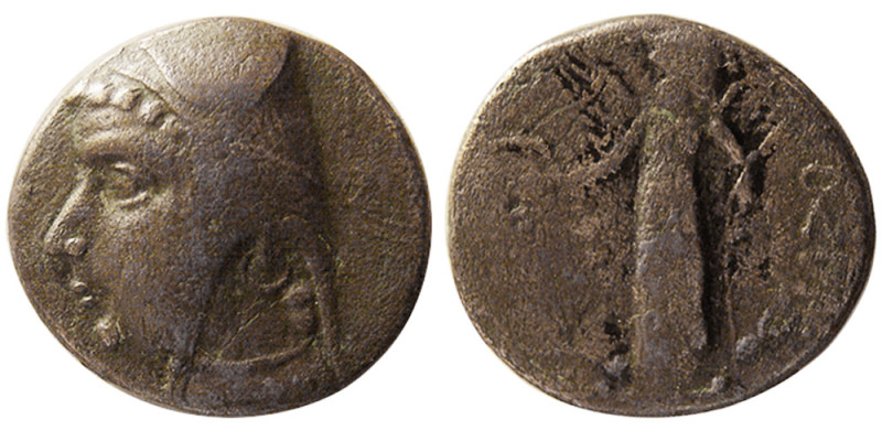 KINGS of PARTHIA, Arsaces II. 211-185 BC. Æ Dichalkous (2.47 gm; 15 mm). Mithrad...