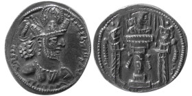 SASANIAN KINGS, Shapur II. 302-379 AD. AR Drachm. Rare.