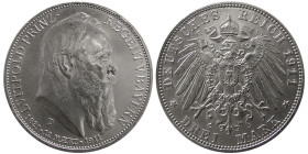 GERMANY, LVITPOLD PRINZ. 1911-D. DREI Marks.