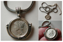 U. S. 1943 Mercury Dime. Set in a custom made Silver pendent