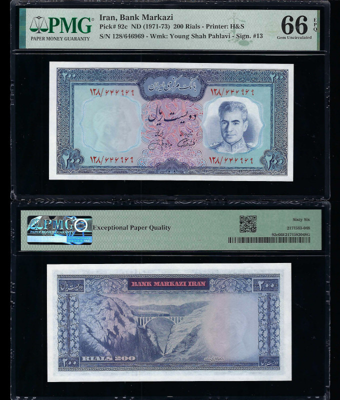 IRAN, Bank Markazi. 200 Rials Bank Note. Pick # 92c. ND (1971-73). Printer: H&S....