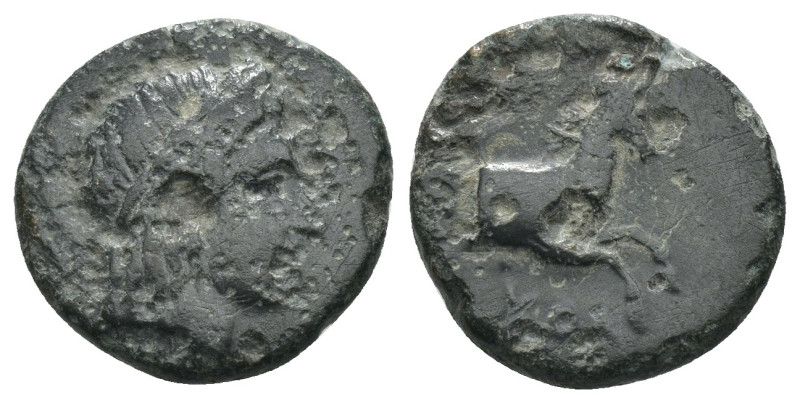 Aeolis. Aigai. (2.-1. Century BC). Bronze Æ. Obv: head of Apollo right. Rev: for...