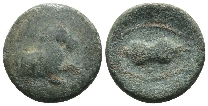 Aeolis. Kyme. (3. Century BC). Bronze Æ. obv: forepart of horse right. Rev: Oino...