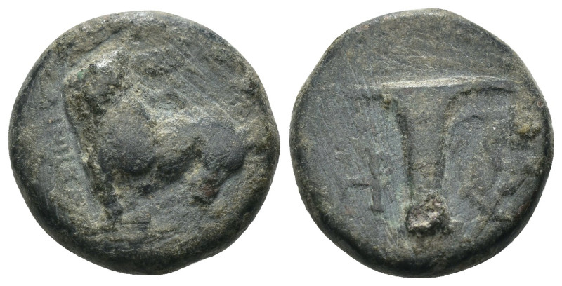 Aeolis. Kyme. (320-250 BC) Bronze Æ. Obv: eagle seated left. Rev: Oinochoe. Weig...