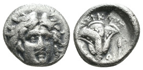 Caria. Rhodos. (305-275 BC) AR Obol. Obv: head of Helius facing. Rev: rose. Weight 1.53 gr - Diameter 11 mm