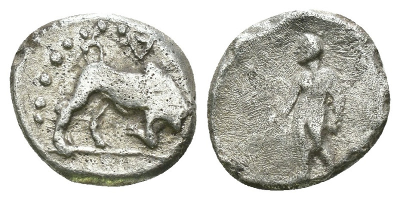 greek. uncertain AR Obol. Weight 0.64 gr - Diameter 0.9 mm