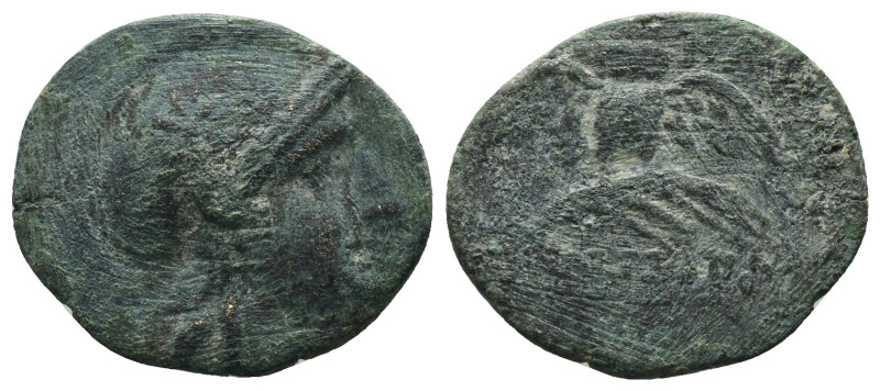 Mysia. Pergamon. (200-133 BC). Bronze Æ. Obv: helmeted head of Athena right. Rev...