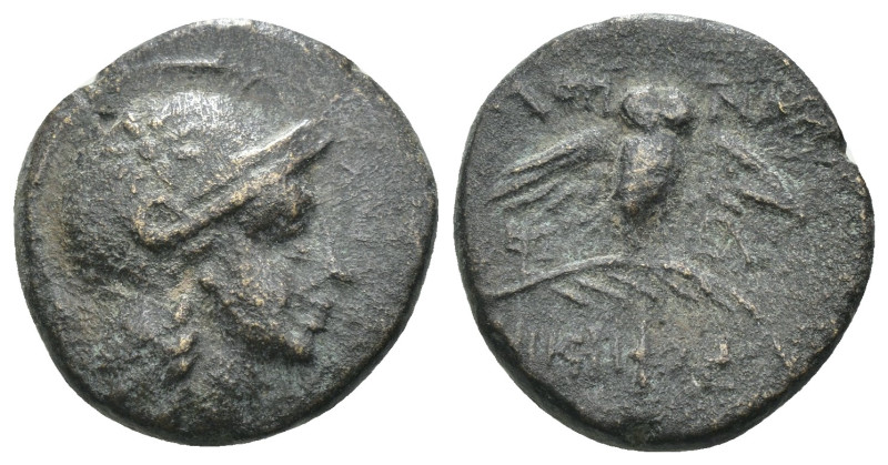 Mysia. Pergamon. (200-133 BC). Bronze Æ. Obv: helmeted head of Athena right. Rev...