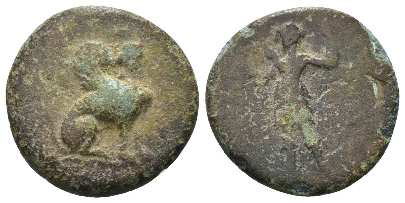 Pamphylia. Perge. (260-230 BC) Bronze Æ. Obv: sphinx seated right. Rev: Artemis....