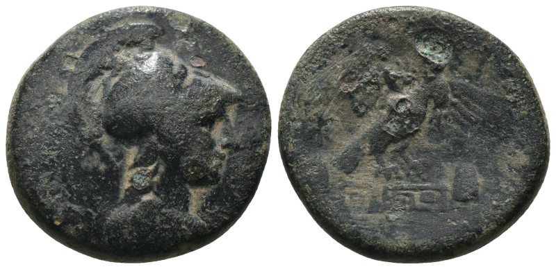 Phyrgia. Apameia. (88-40 BC) Æ Bronze. Obv: helmeted bust of Athena right. Rev: ...