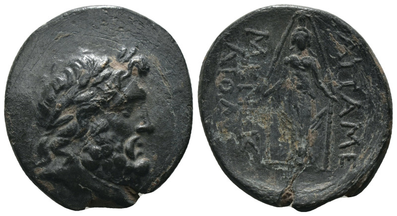 Phyrgia. Apameia. (88-40 BC) Æ Bronze. Obv: laureate head of Zeus right. Rev: fa...