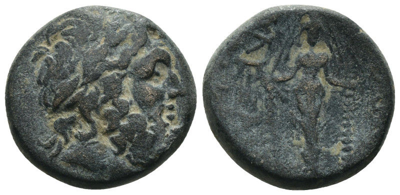 Phyrgia. Apameia. (88-40 BC) Æ Bronze. Obv: laureate head of Zeus right. Rev: fa...