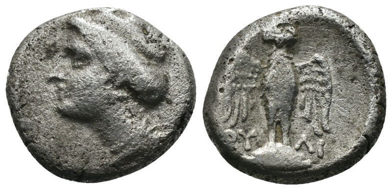 Pontos. Amisos. (300-250 BC) AR Drachm. Obv: head of Hera left. Rev: Owl spreadi...