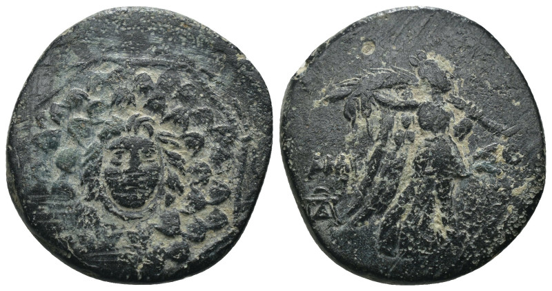 Pontos. Amisos. Mithradates VI. Eupator. (85-65 BC) Æ Bronze. Obv: Aegis facing....