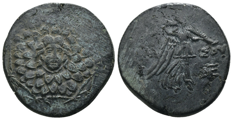 Pontos. Amisos. Mithradates VI. Eupator. (85-65 BC) Æ Bronze. Obv: Aegis facing....