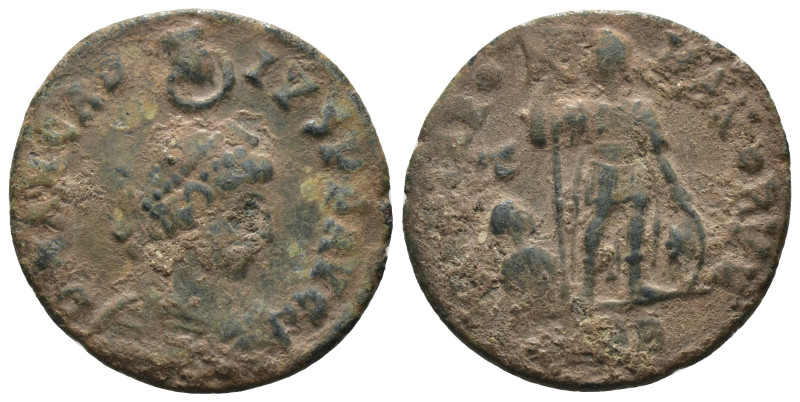 Arcadius. (383-388 AD). Follis. Constantinople. Obv: D N ARCADIVS P F AVG. diade...