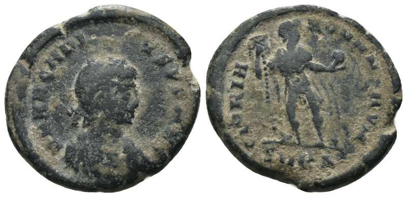 Arcadius. (383-388 AD). Follis. Cyzicus. Obv: D N ARCADIVS P F AVG. diademed and...