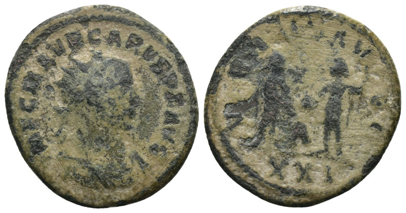 Carus. (282-283 AD). Æ Antoninian. Antioch. Obv: IMP C M AVR CARVS PF AVG. radia...