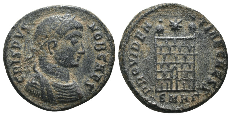 Crispus. (316-326 AD). Follis. Heraclea. Obv: FL IVL CRISPVS NOB CAES. laureate ...