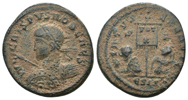 Crispus. (319 AD). Follis. Siscia. Obv: IVL CRISPVS NOB CAESAR. laureate bust of...