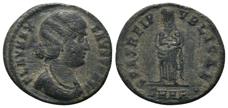 Fausta Flavia Maxima. (326-327 AD). Follis. Heraclea. Obv: FLAV MAX FAVSTA AVG. ...