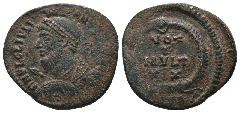 Julianus II. Apostata. (361-363 AD). Æ Follis. Antioch. Obv: D N FL CL IVLIANVS ...