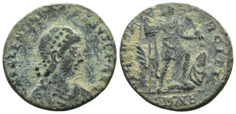 Valentinian II. (392-395 AD). Follis. Antioch. Obv: DN VALENTINIANVS PF AVG. dia...