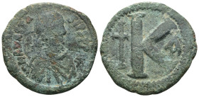 Anastasius I. (491-518 AD). 1/2 Follis. Constantinople. Obv: D N ANASTAIUS P P AVG. diademed bust of Anastasius right. Rev: ANNO / K. Weight 9.42 gr -...