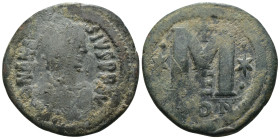 Anastasius I. (491-518 AD). Follis. Constantinople. Obv: D N ANASTAIUS P P AVG. diademed bust of Anastasius right. Rev: M / CON. Weight 17.80 gr - Dia...