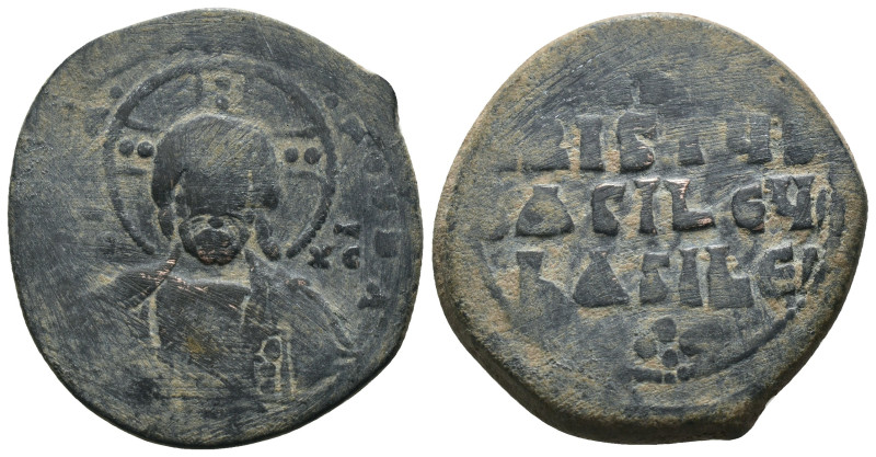 Basil II. and Constantine VIII. (1020-1028 AD). Follis. Constantinople. Obv: bus...