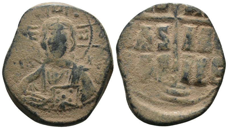 Basil II. and Constantine VIII. (1020-1028 AD). Follis. Constantinople. Obv: bus...