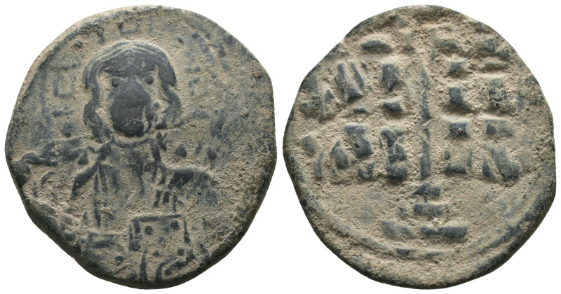 Basil II. and Constantine VIII. (1020-1028 AD). Follis. Constantinople. Obv: bus...