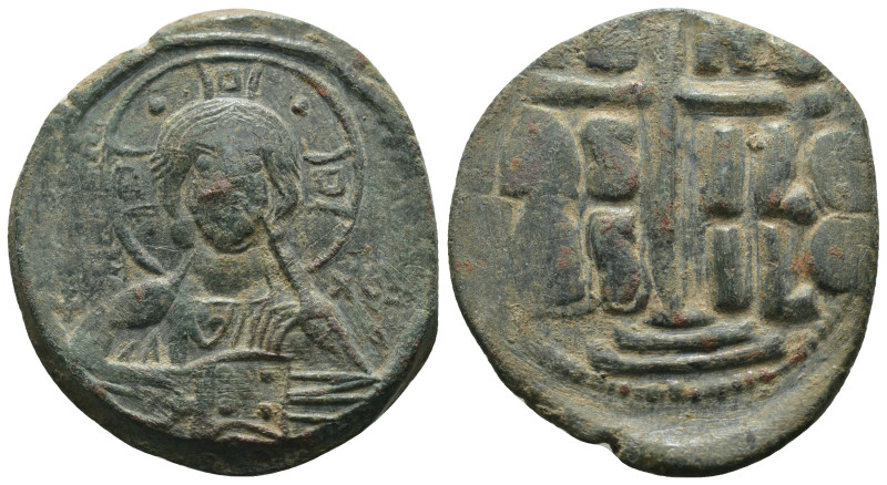 Basil II. and Constantine VIII. (1020-1028 AD). Follis. Constantinople. Obv: bus...