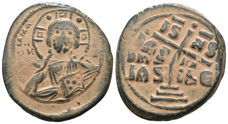 Basil II. and Constantine VIII. (1020-1028 AD). Follis. Constantinople. Obv: bus...