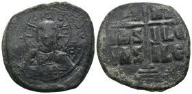 Basil II. and Constantine VIII. (1020-1028 AD). Follis. Constantinople. Obv: bust of Christ facing holding book. Rev: legend in four lines. Weight 11....