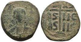 Basil II. and Constantine VIII. (1020-1028 AD). Follis. Constantinople. Obv: bust of Christ facing holding book. Rev: legend in four lines. Weight 11....